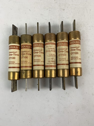 Gould Shawmut One-Time OT100 100A 250V Fuse "Lot of 6"0