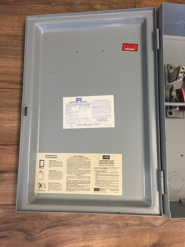 FPE 7232 NON-FUSIBLE GENERAL DUTY SAFETY SWITCH 240VAC 250VDC 200AMP 60HP 3 WIRE6