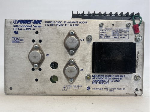 UNICO 1685 POWER-ONE INTERNATIONAL SERIES HCAA-60W-A 307-107.05 OUTPUT 5VDC 6AMP0