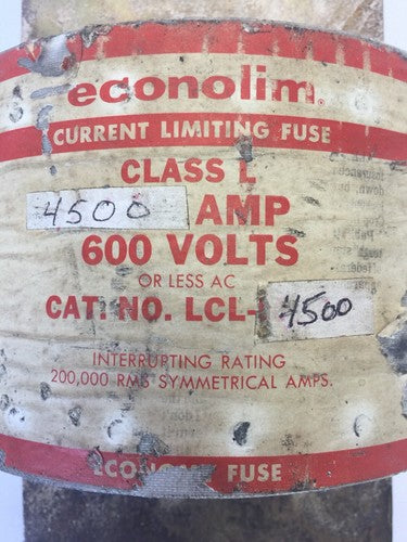 ECONOMY LCL-4500 ECONOLIM CURRENT LIMITING FUSE CLASS L 4500AMP 600VAC1