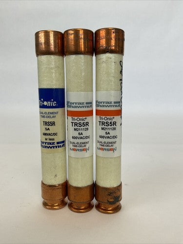 FERRAZ SHAWMUT TRS5R 5A 600V TRI-ONIC FUSE DUAL ELEMENT TIME DELAY (LOT OF 3)0