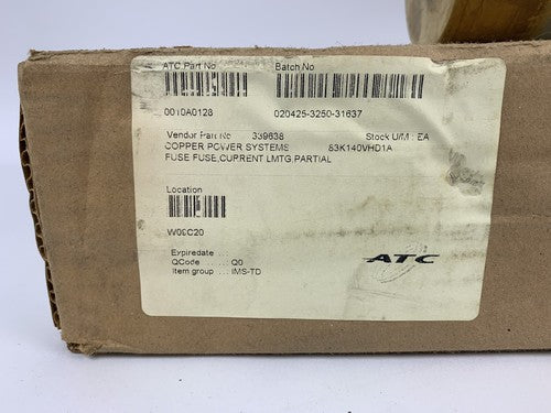 COOPER/COMBINED TECHNOLOGIES 83K140VHD1A X-LIMITER BACKUP FUSE / 8.3kV / 140A1