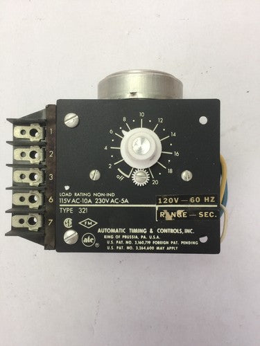 ATC 321B005A01T1XX TIMER 0-20 SECONDS 115VAC 10A 230VAC 5A0