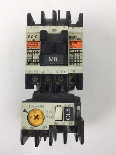 FUJI ELECTRIC 4NC0F0 TYPE SC-0 CONTACTOR 4NK0AS TYPE TK-0N OVERLOAD RELAY0