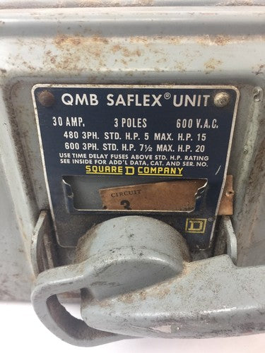 Square D QMB-3603-T ser. 2 Saflex twin unit 30amp 3-pole 600VAC QMB3603T1