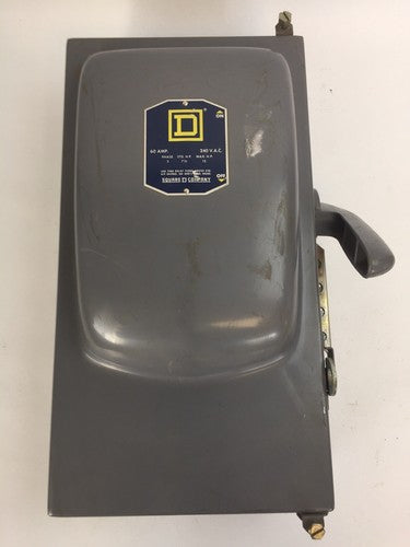 SQUARE D H86352 FUSIBLE SAFETY SWITCH SERIES A2 240VAC 60AMP 15HP 3 POLE0