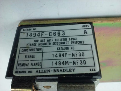 ALLEN BRADLEY 1494F-C663 SER. A,FUSE BLOCK ADAPTER PLATE KIT,60A,600V,W/X-4019792
