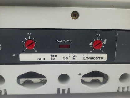 CUTLER HAMMER LD4600V CIRCUIT BREAKER 600A 600VAC 250VDC 3P LT4600TV TRIP UNIT3
