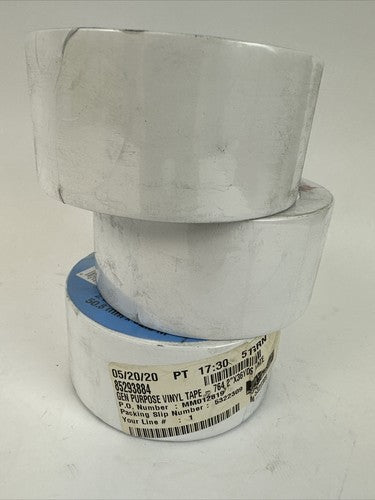 3M GENERAL PURPOSE VINYL TAPE 764 WHITE 2IN X 36YD 50.8mm X 32.9m (LOT OF 3)0