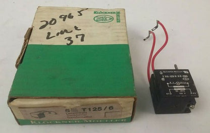 KLOCKNER MOELLER T125/6-CNA TRANSFORMER T125/6 125V 50/60HZ (NO BOX)0