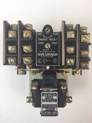 SYLVANIA 713UPG76 A.C. PNEUMATIC TIMING RELAY 10A 600VAC COIL 110-120V 60HZ2
