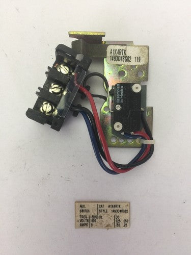 WESTINGHOUSE/CUTLER HAMMER A1X4RTK AUXILIARY SWITCH 125/250VDC .5/.25A 600VAC 6A0