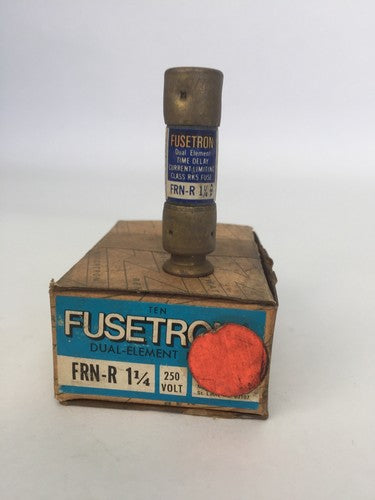 FUSETRON FRN-R 1-1/4 DUAL ELEMENT TIME DELAY FUSE 1-1/4AMP 250VAC (BOX OF 5)0