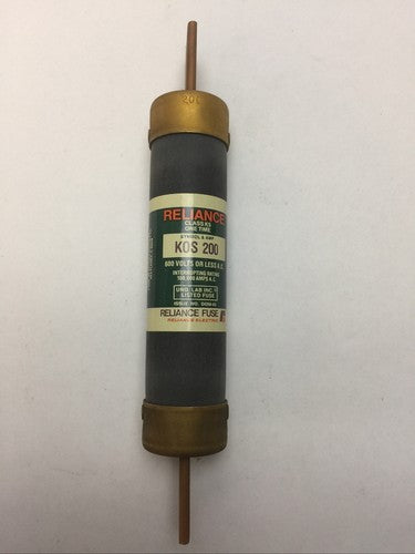 RELIANCE KOS200 CLASS K5 ONE TIME FUSE 200AMP 600VAC0