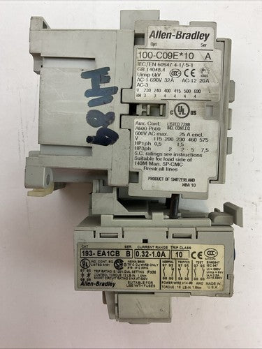 ALLEN BRADLEY STARTER (100-C09E*10 COIL 24VDC + 193-EA1CB 0.32-1.0A)3