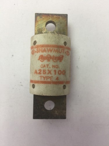 GOULD SHAWMUT AMPTRAP A25X100 FUSE 100 AMP 250VAC TYPE 4 FORM 101 0