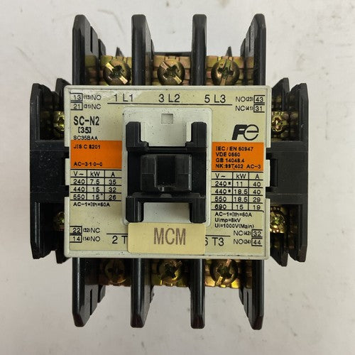 FUJI SC-N2 CONTACTOR 600VAC 30HP 60A COIL 100-110V 60HZ 100V 50HZ0