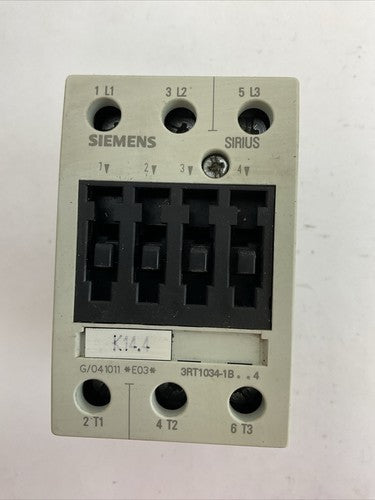 SIEMENS 3RT1034-1BB44 CONTACTOR 45A 600VAC 3PH 30HP COIL 24VDC0