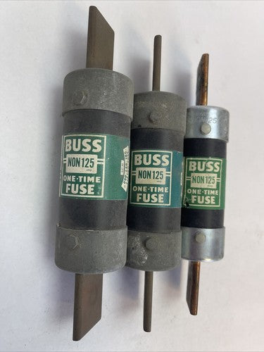 BUSS NON125 ONE-TIME FUSE 125AMP 250VAC (LOT OF 3)0