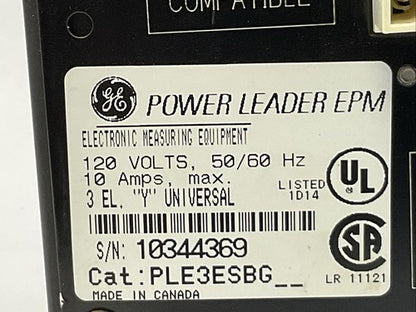 GE GENERAL ELECTRIC PLE3ESBG POWER LEADER EPM 120V 10AMP ELECTRONIC POWER METER2