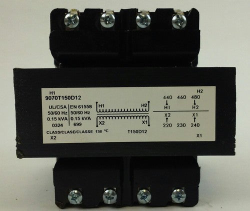 Square D 9070T150D12 Industrial Control Transformer 0.15kVA PRIM.VAC 480/460/4401