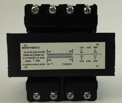 Square D 9070T150D12 Industrial Control Transformer 0.15kVA PRIM.VAC 480/460/4401