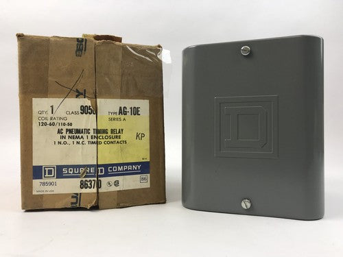 SQUARE D 9050 AG-10E AC PNEUMATIC TIMING RELAY, 1 N.O.,1 N.C. TIMED CONTACTS 0