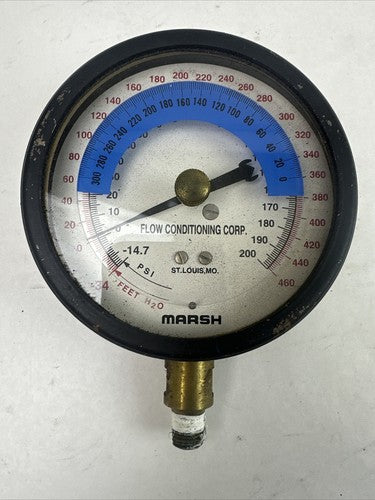 FLOW CONDITIONING CORP HI-200 (-14.7)-200PSI (-34)-460FEET H20 HYDRONIC INDICATO0
