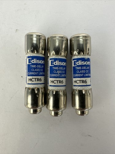 EDISON HCTR6 TIME DELAY CURRENT LIMITING FUSE 6AMP 600VAC (LOT OF 3)0