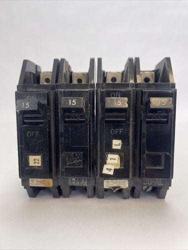 GE TQC1115 CIRCUIT BREAKER 1POLE 15AMP 120/240VAC (LOT OF 4) GENERAL ELECTRIC0