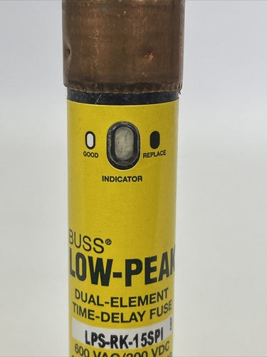 COOPER BUSSMANN LPS-RK-15SPI LOW-PEAK DUAL ELEMENT FUSE 600VAC 300VDC(LOT OF 10)7