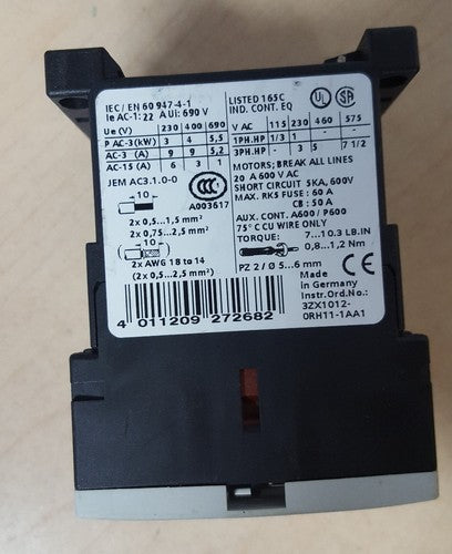 SIEMENS 50/60HZ 230V CONTACTOR 3RT1016-1AP01 1042621
