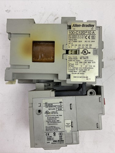 ALLEN BRADLEY STARTER (100-C12D*10 COIL 24VDC + 193-EECB 1.0-5.0A)3