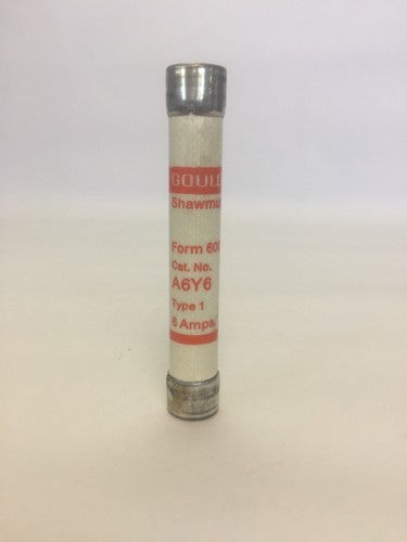 GOULD SHAWMUT A6Y6 FUSE 6AMP 600V AC/DC FORM 600 TYPE 1 (LOT OF 10)0
