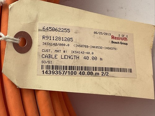 REXROTH R911281205 SERVO ENCODER CONTROL CABLE 40.00M1