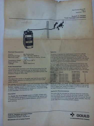 R.B.DENISON STI-8002 SERIES E-F, SOLID STATE LIMIT SWITCH, 105-130VAC, 1/10A,5