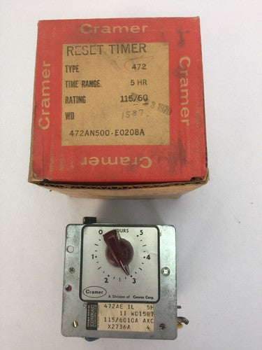CRAMER 472AN500-E0208A RESET TIMER RATING 115/60 TIME RANGE 5 HR 0