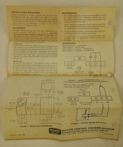 WARNER ELECTRIC 7120-448-047 MODEL MCS-162A PHOTOSCANNER PHOTOELECTRIC CONTROL 5