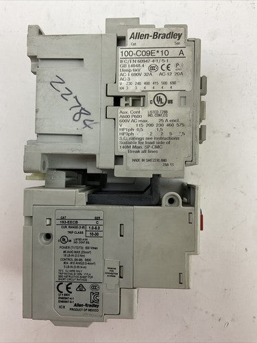 ALLEN BRADLEY STARTER (100-C09E*10 COIL 24VDC + 193-EECB 1.0-5.0A)3