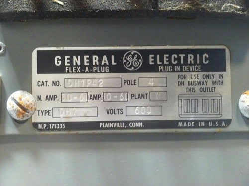 GE DFPC422DH BUS PLUG 4P 60A 240V W/ DH1P42 4P 30-60A TYPE DH1 600V FLEX A PLUG3