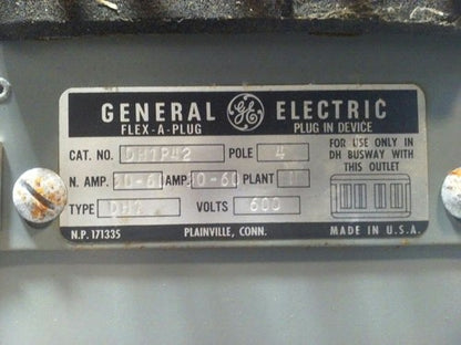 GE DFPC422DH BUS PLUG 4P 60A 240V W/ DH1P42 4P 30-60A TYPE DH1 600V FLEX A PLUG3