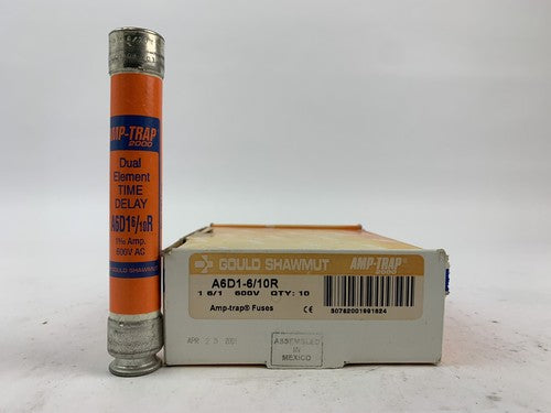 Gould Shawmut Amp-trap 2000 A6D1-6/10R 1 6/10A 600V Fuse "Lot of 10"0