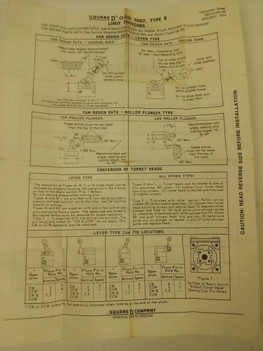 SQUARE D 31032-036-93 TURRET HEAD FOR LIMIT SWITCH, CLASS 9007 TYPE BN 4