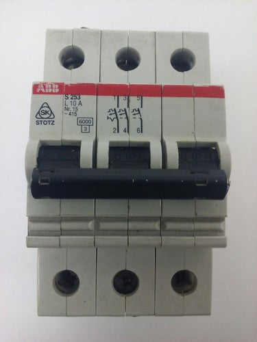 ABB, S253, CIRCUIT BREAKER, L 10A, Nr.15, 3P, 220/380VAC, MAX 240VAC, 10KA,  NEW0