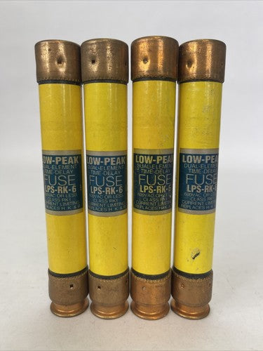 COOPER BUSSMANN LPS-RK-6 LOW-PEAK DUAL ELEMENT FUSE 600VAC (LOT OF 4)0