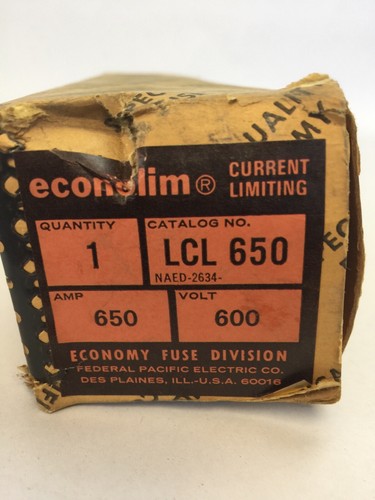 ECONOMY LCL650 ECONOLIM CURRENT LIMITING FUSE 650AMP 600VAC CLASS L1