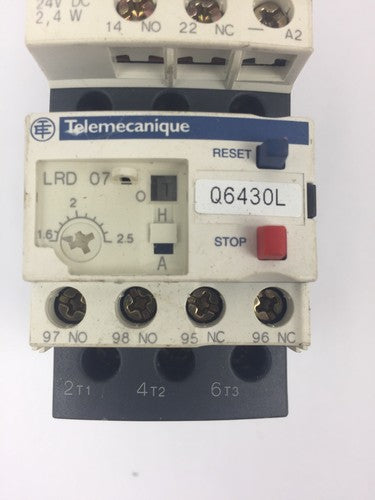 TELEMECANIQUE LC1D09BL CONTACTOR LRD07 OVERLOAD RELAY 1.6-2.5A LAD4TBDL 24V2