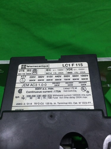 TELEMECANIQUE LC1F115 CONTACTOR 240V3