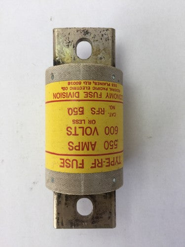 ECONOMY FUSE RFS 550 TYPE-RF FUSE 550 AMP 600 VOLTS FEDERAL PACIFIC ELECTRIC3