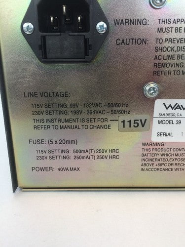 WAVETEK MODEL 39 30MS/S UNIVERSAL WAVEFORM GENERATOR 198-264VAC 250mA(T)250V HRC9